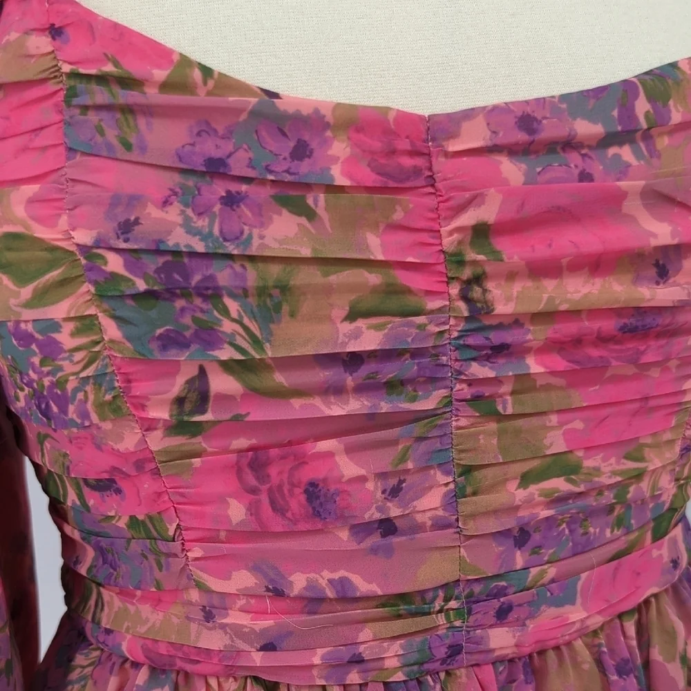 For Love & Lemon Floral One Shoulder Mini Dress Pink 1X party cocktail 80s 90s - Picture 8 of 11